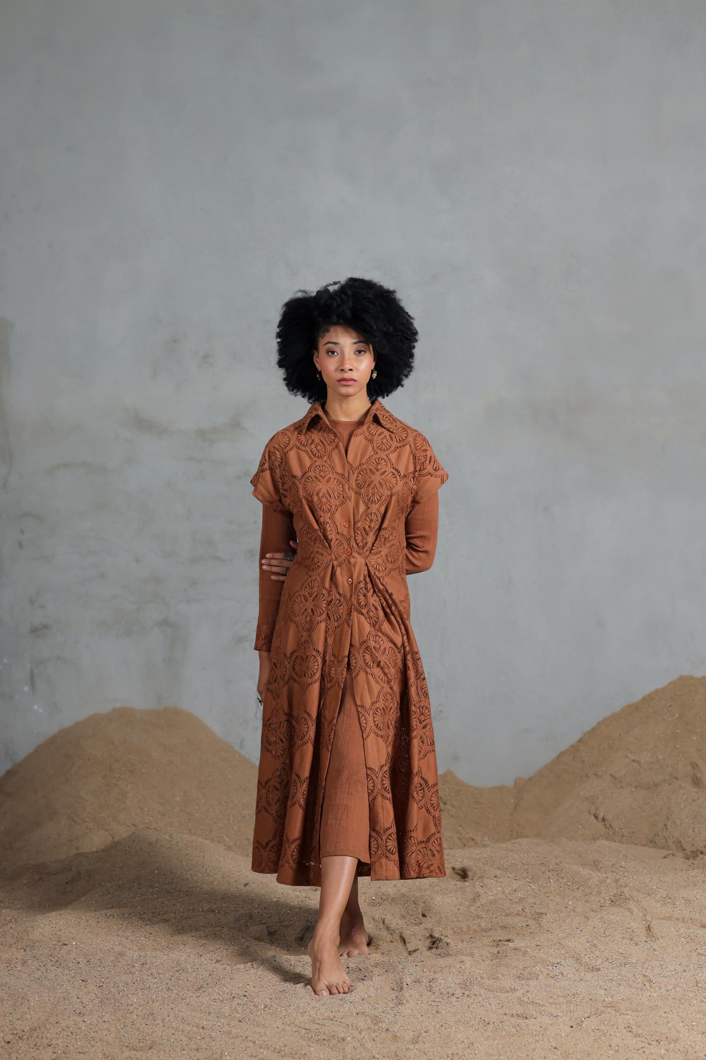 Dune Dress with Pleated Overlay