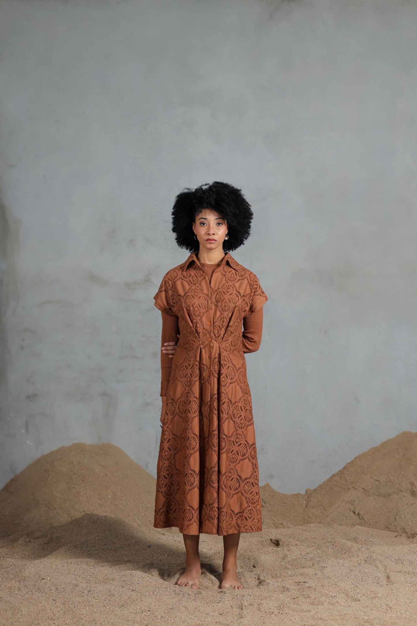 Dune Dress with Pleated Overlay