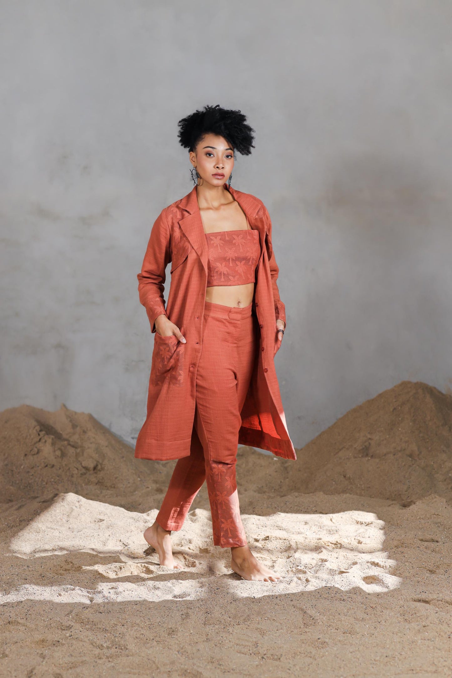 Horizon Blush Trench Coat with Pants