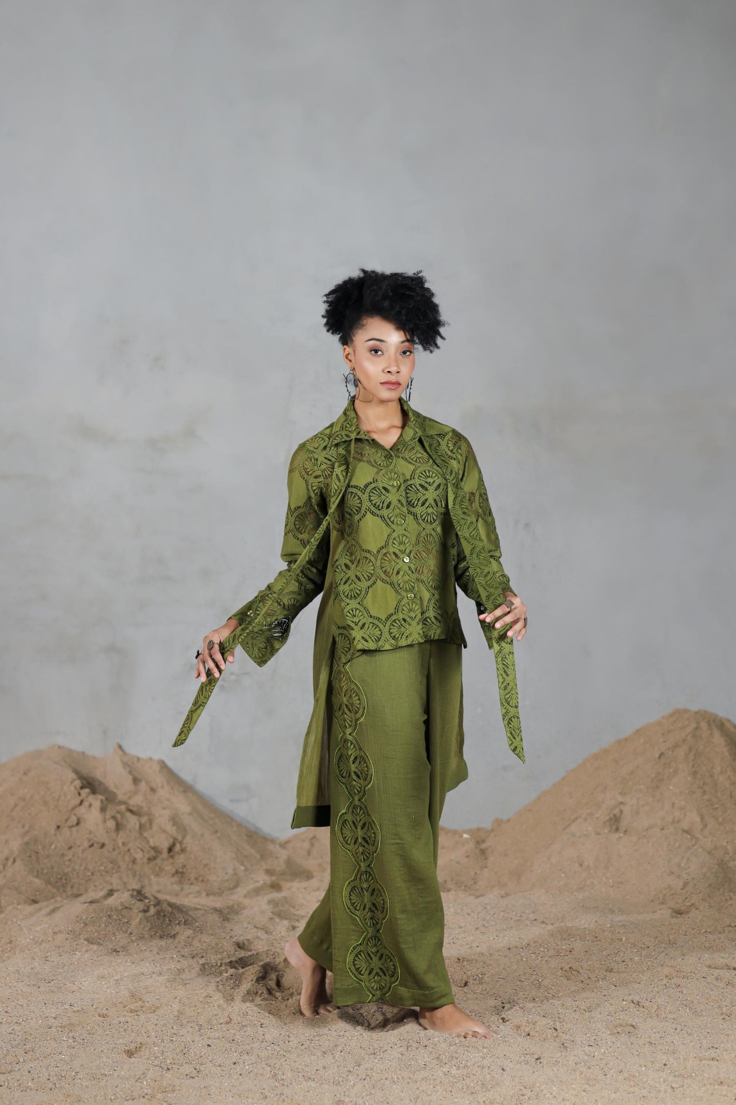 Dune Sage Top with Panel Pants