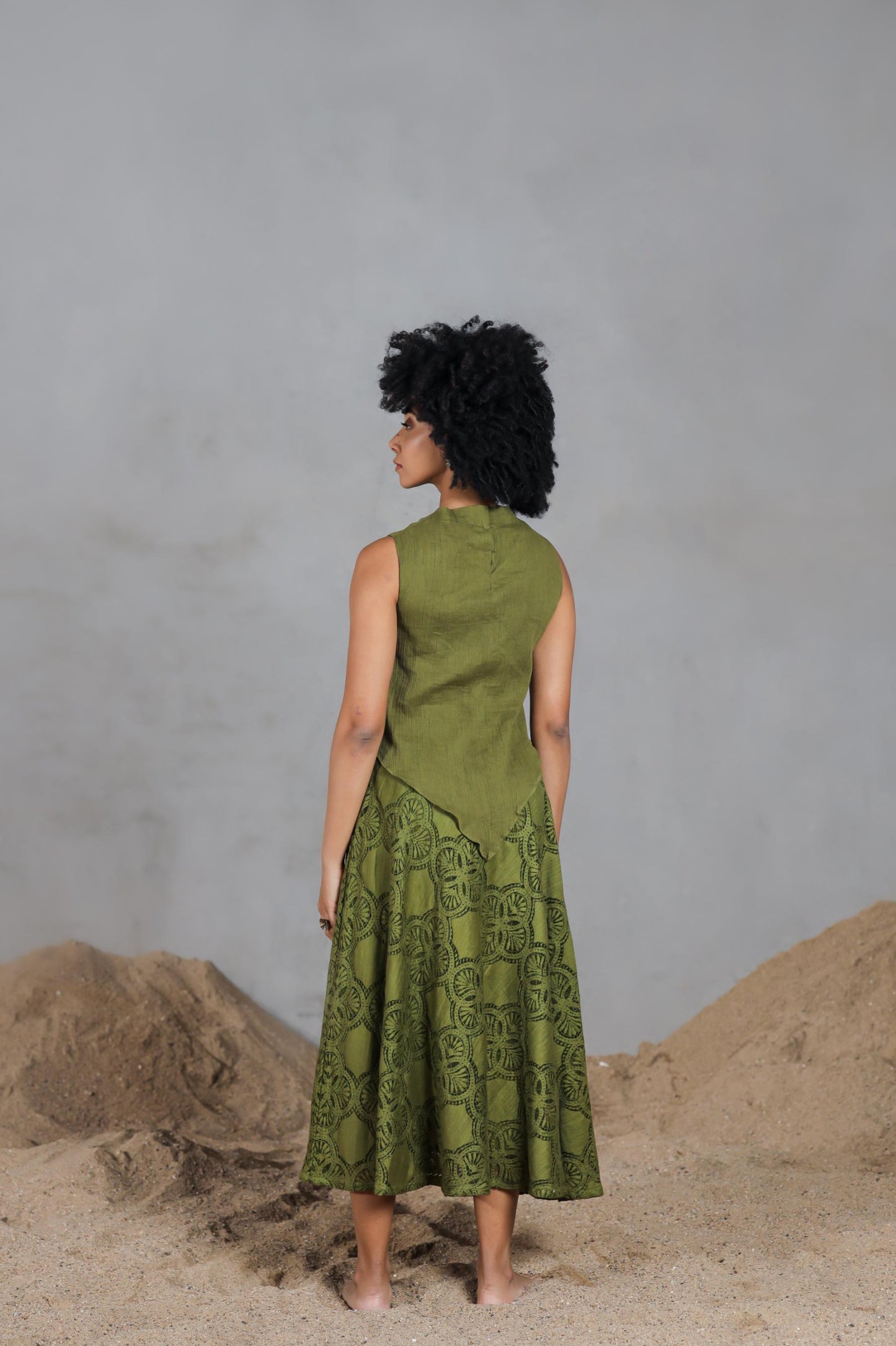 Oasis Moss Flared Dress