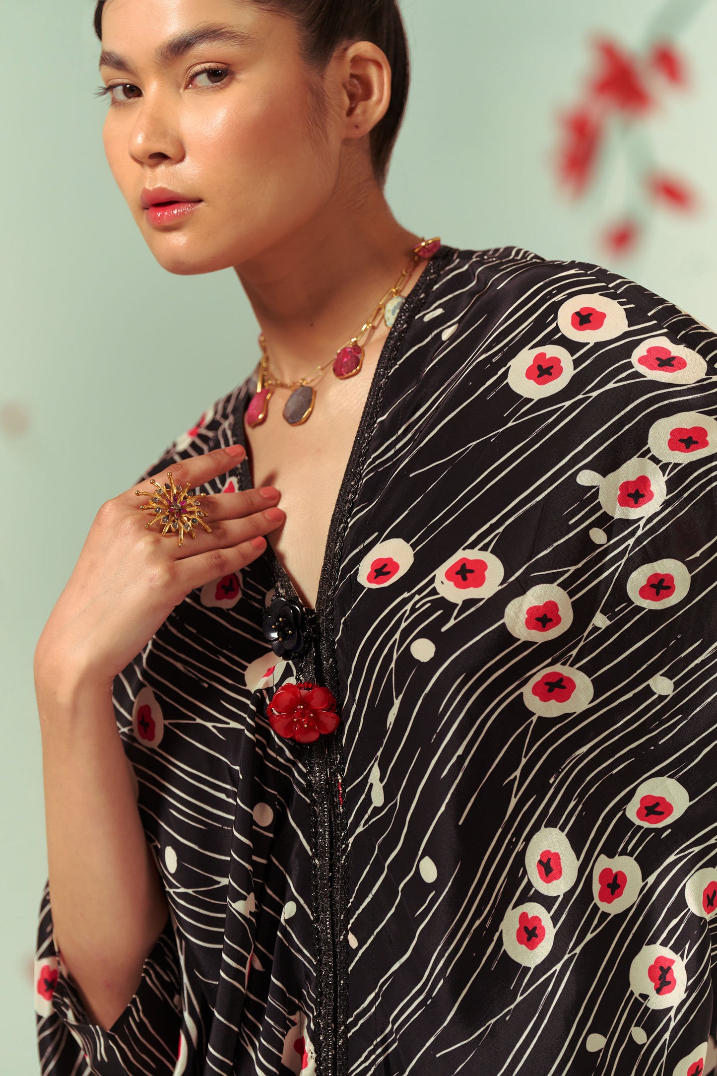 Sakura Cape Top With Sharara Pants Co-ord Set