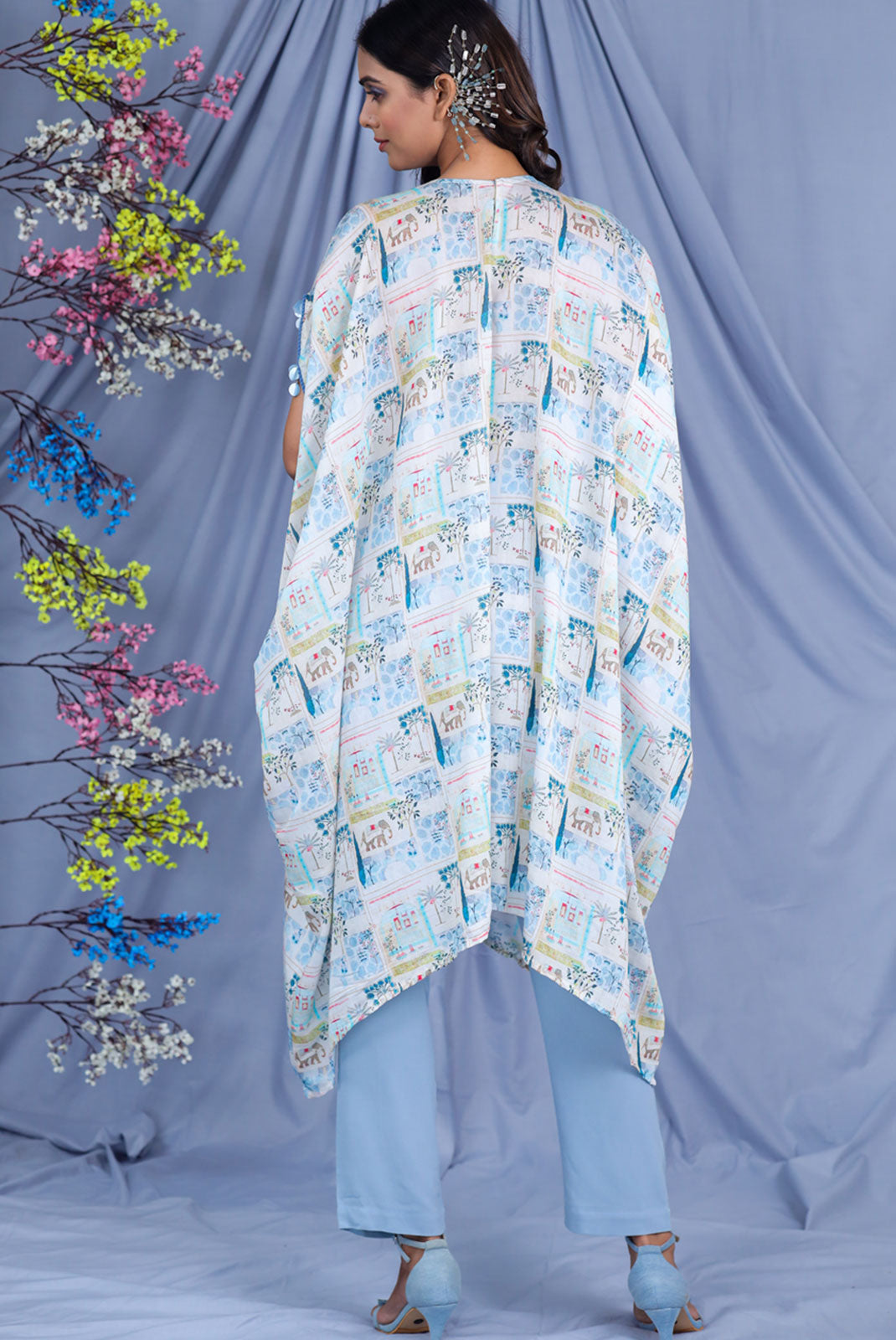 Airy Ocean Blue Kaftaan Set