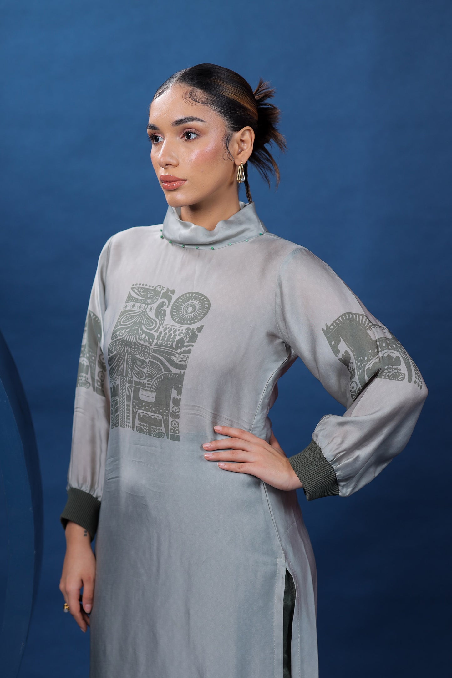 Nordic Green Collared Tunic Set