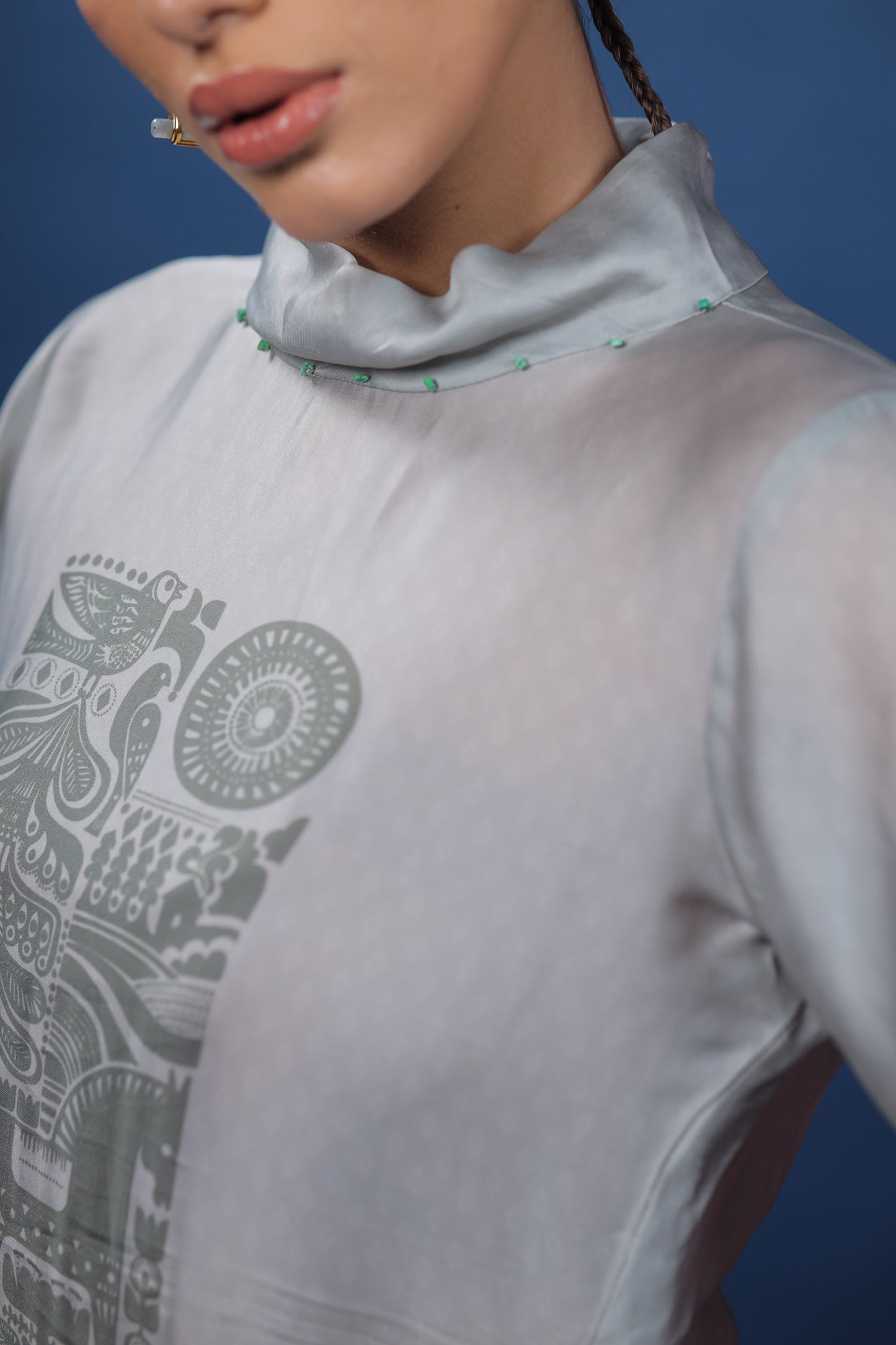 Nordic Green Collared Tunic Set