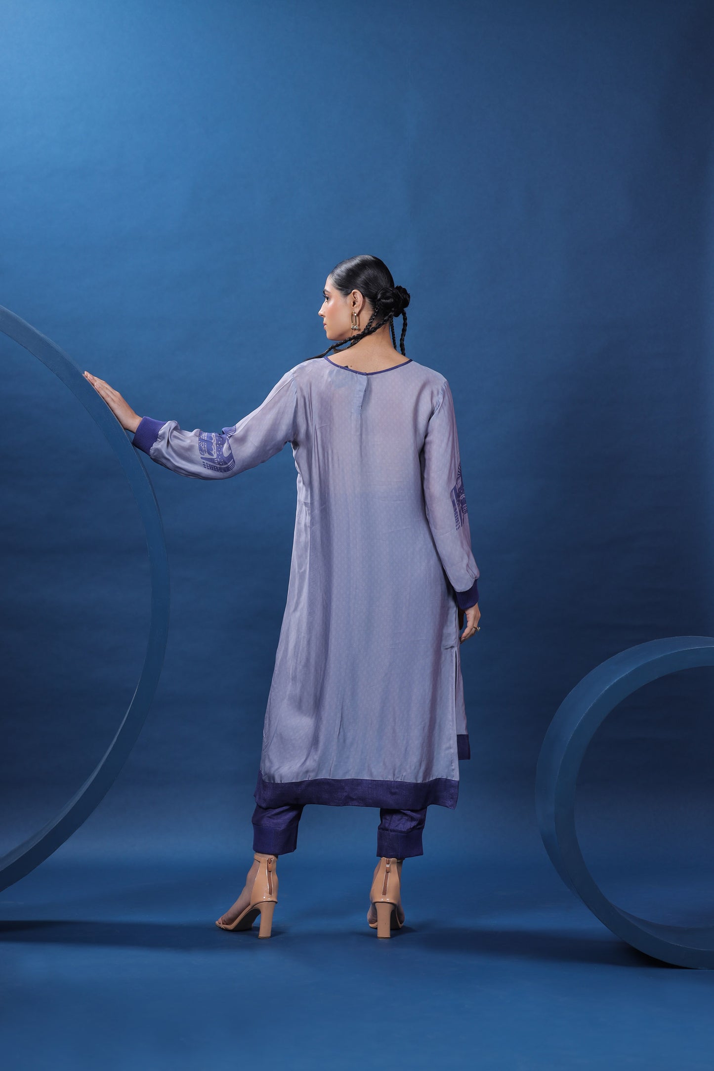 Nordic Purple Long Ribbed Tunic Set