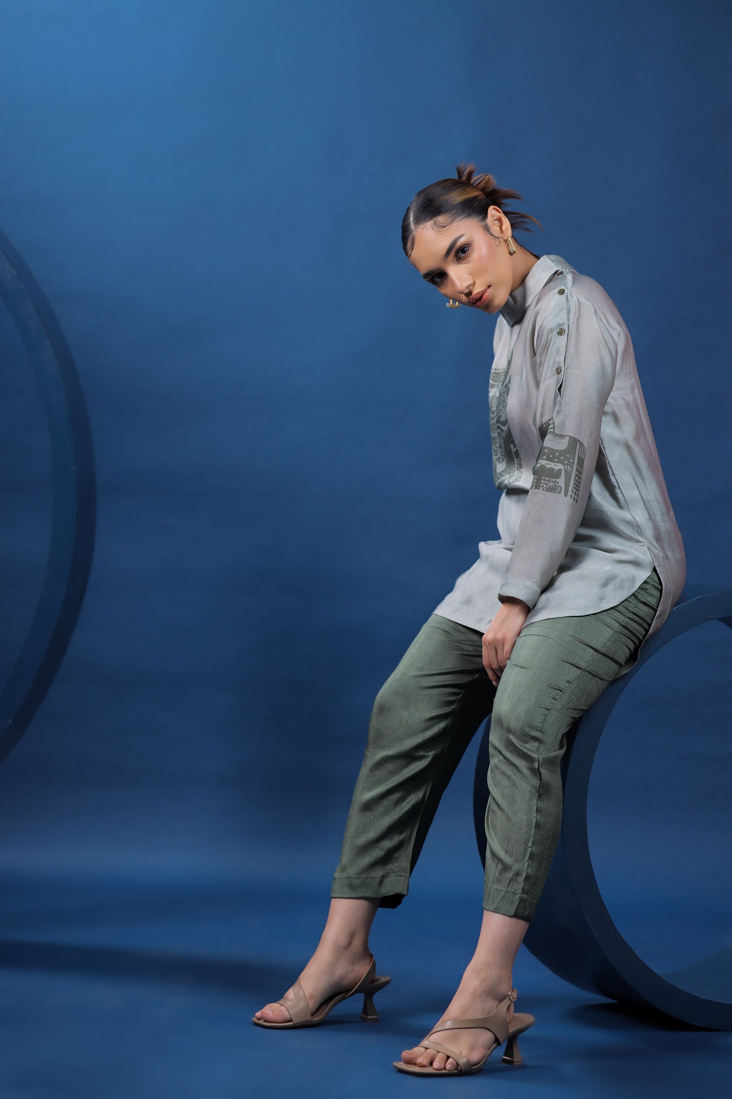 Nordic Green Buttoned Shirt Set