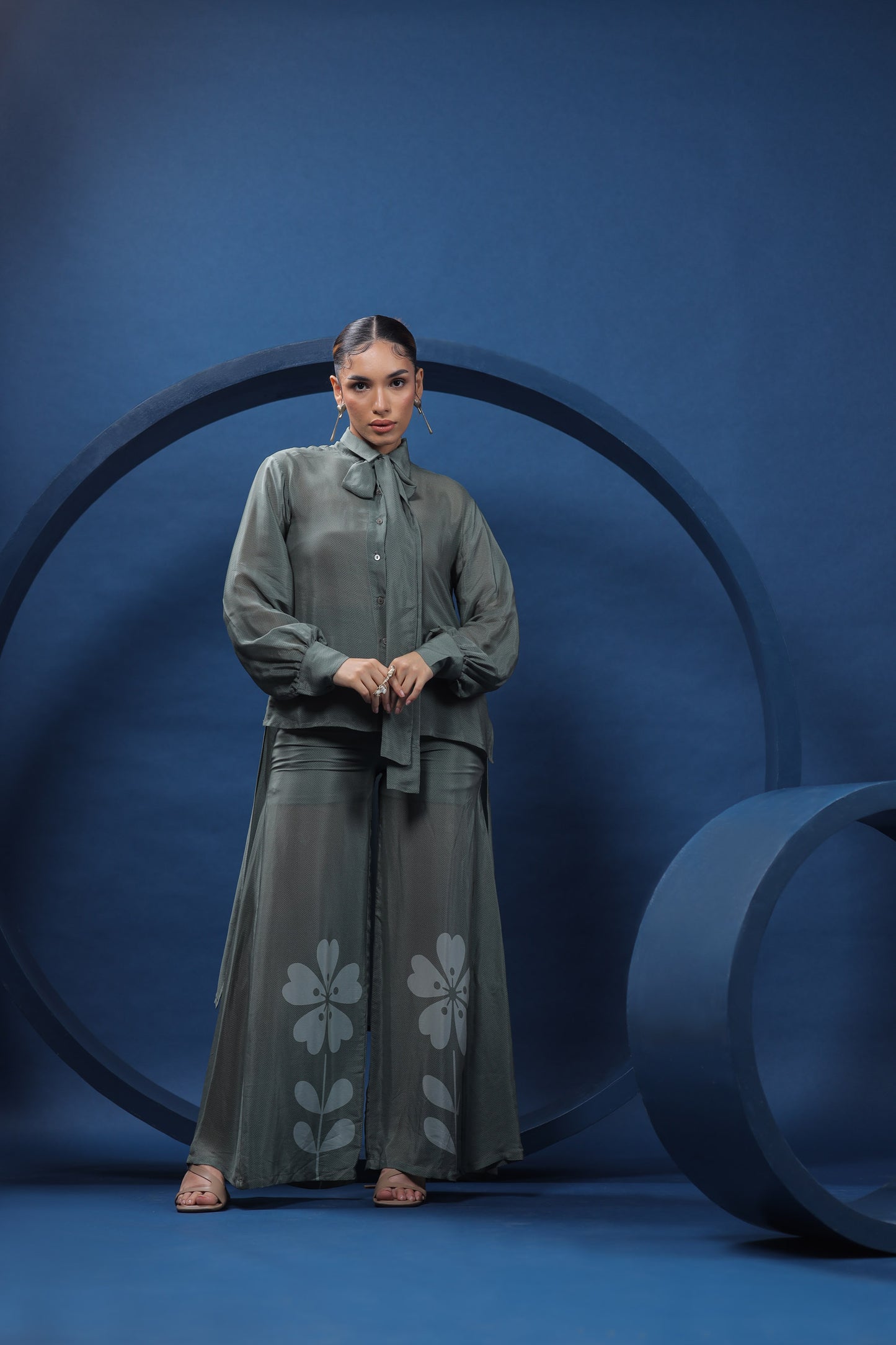 Kurbit Lapel Green Collared Set