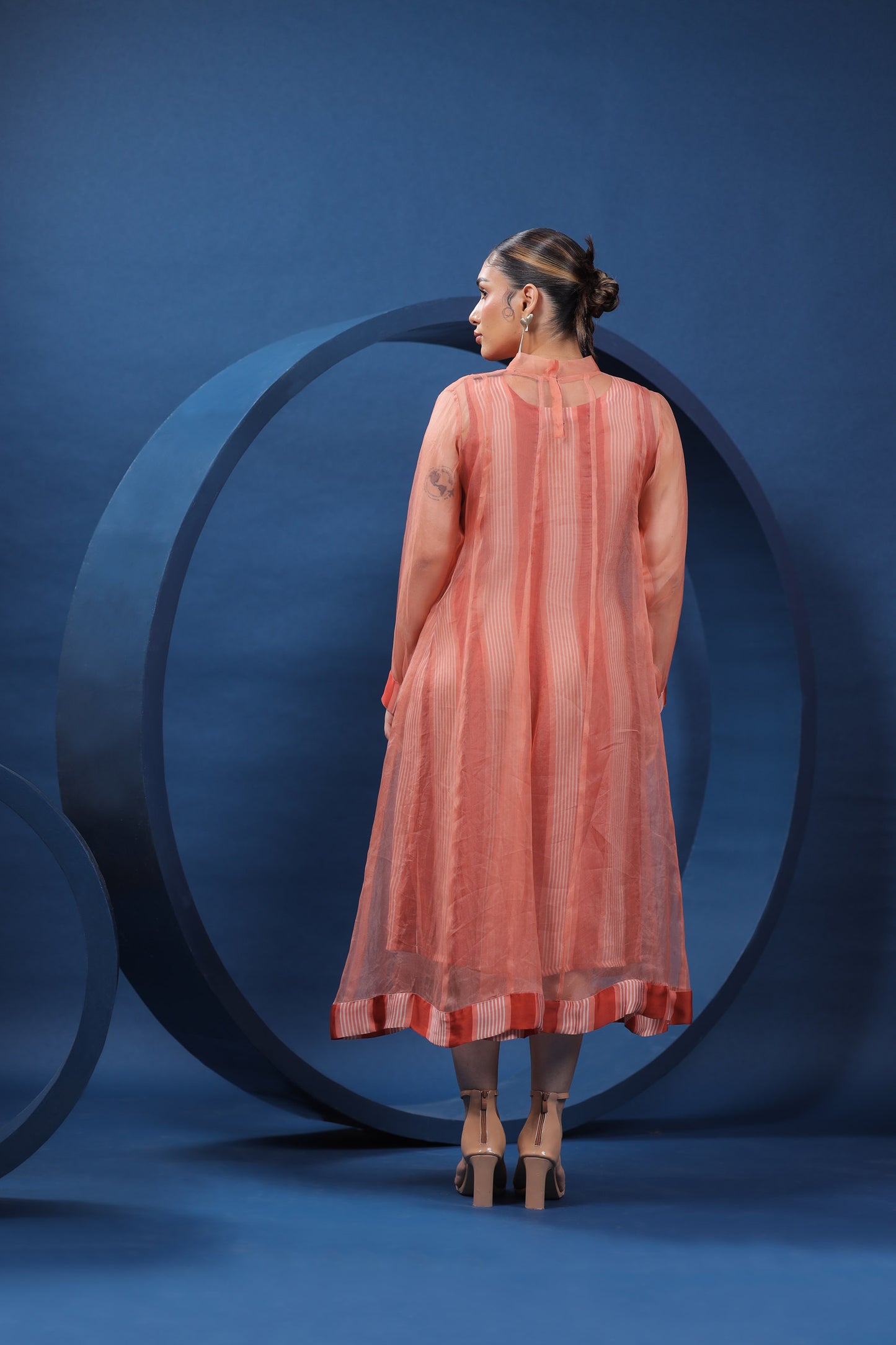 Swedish Folk Rust Organza Silk Dress