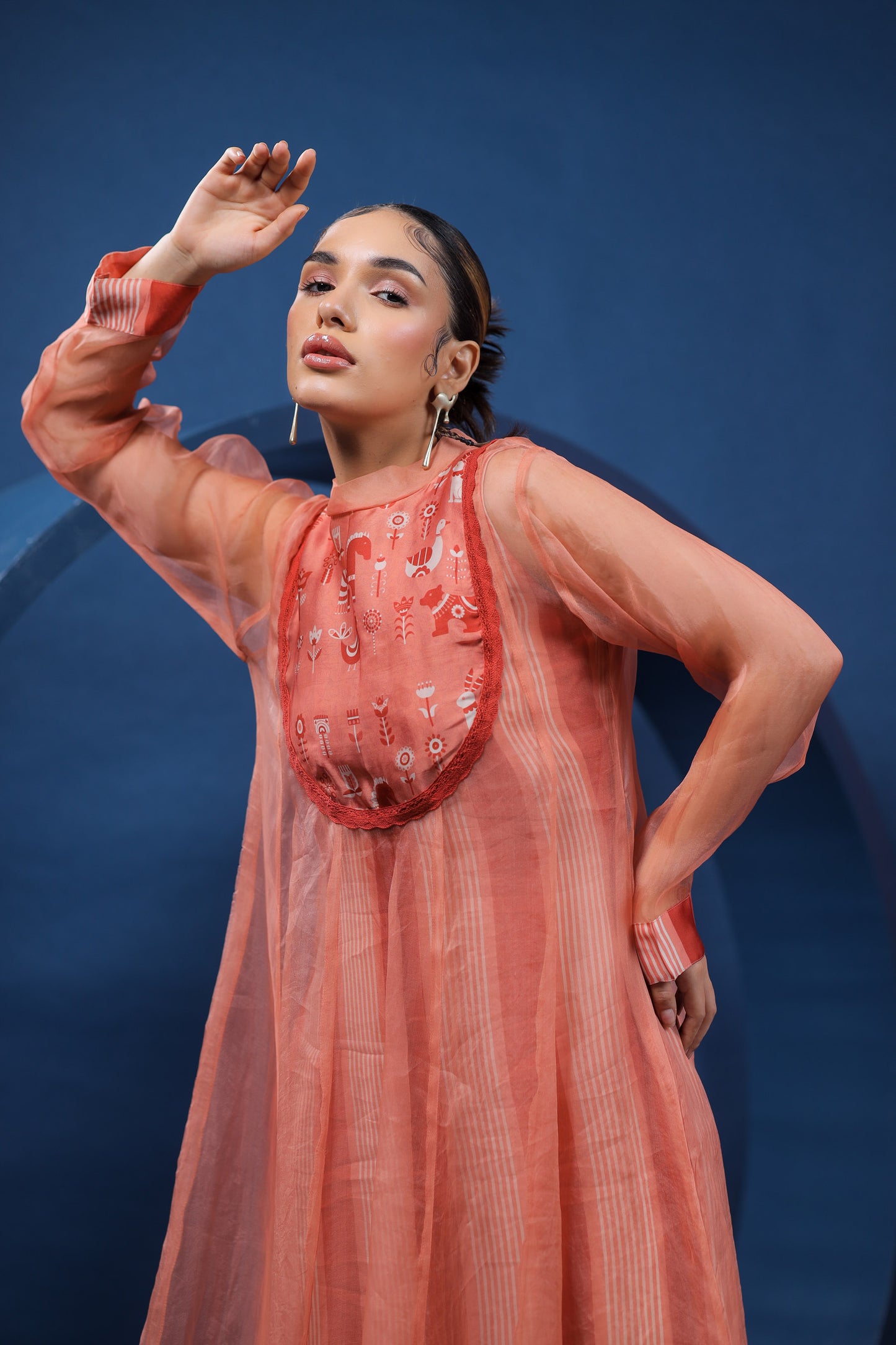 Swedish Folk Rust Organza Silk Dress