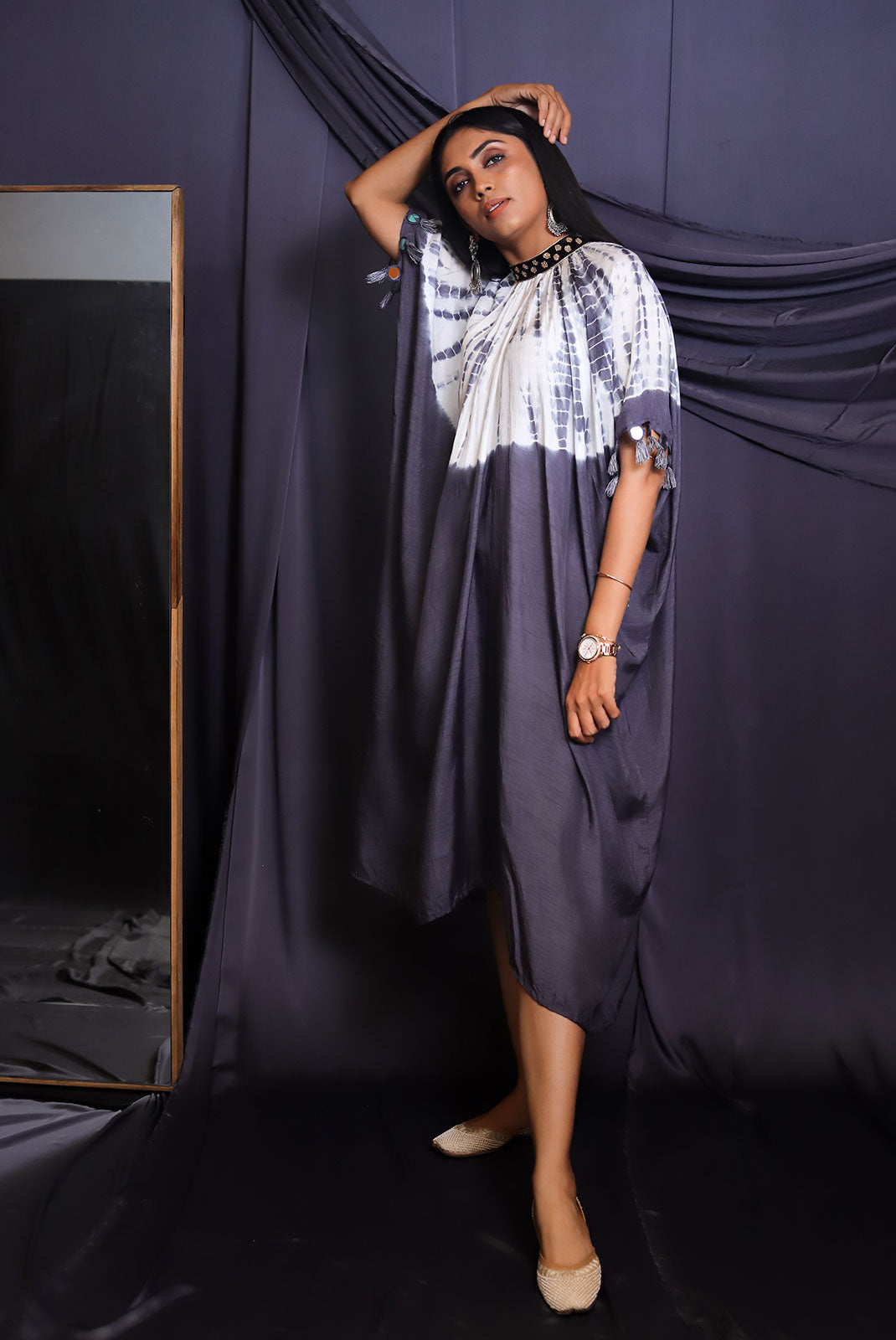 Grey Tie & Dye Jhabla Tunic