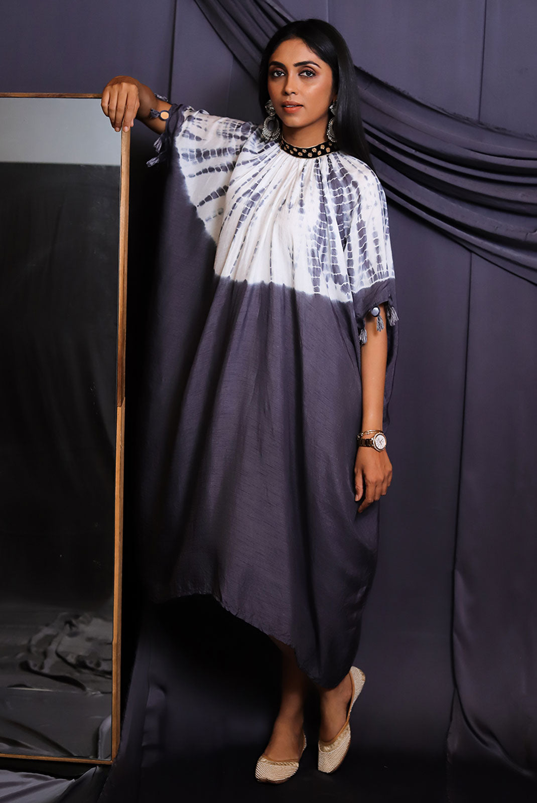 Grey Tie & Dye Jhabla Tunic