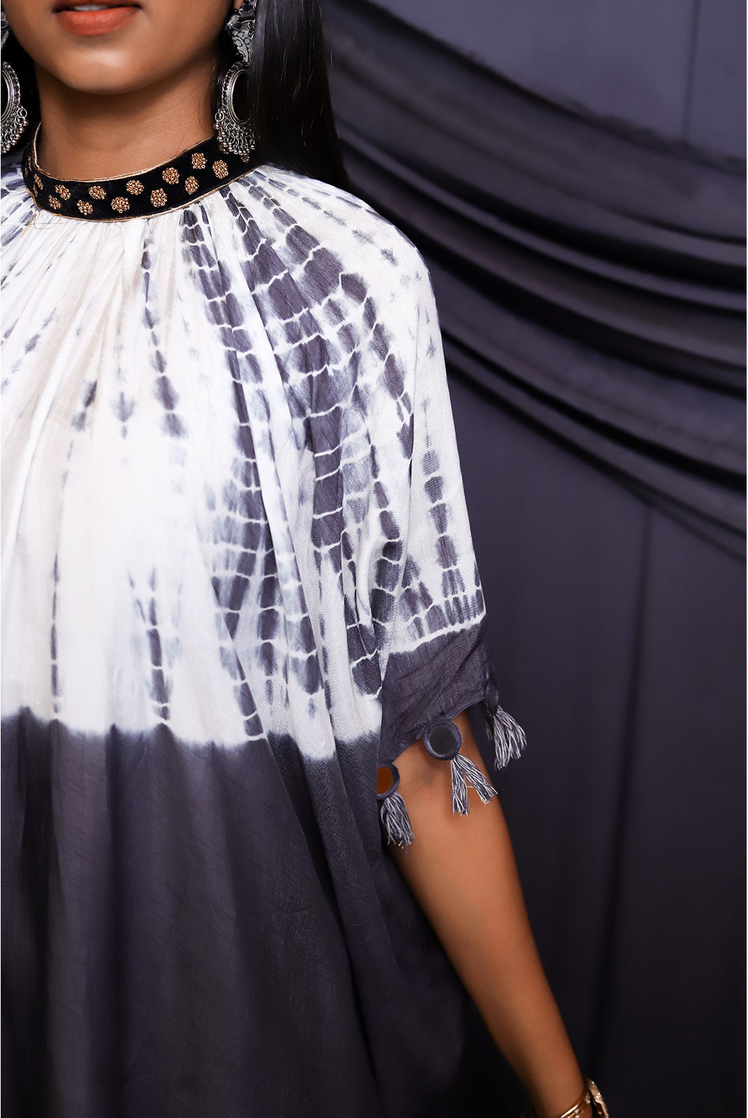 Grey Tie & Dye Jhabla Tunic