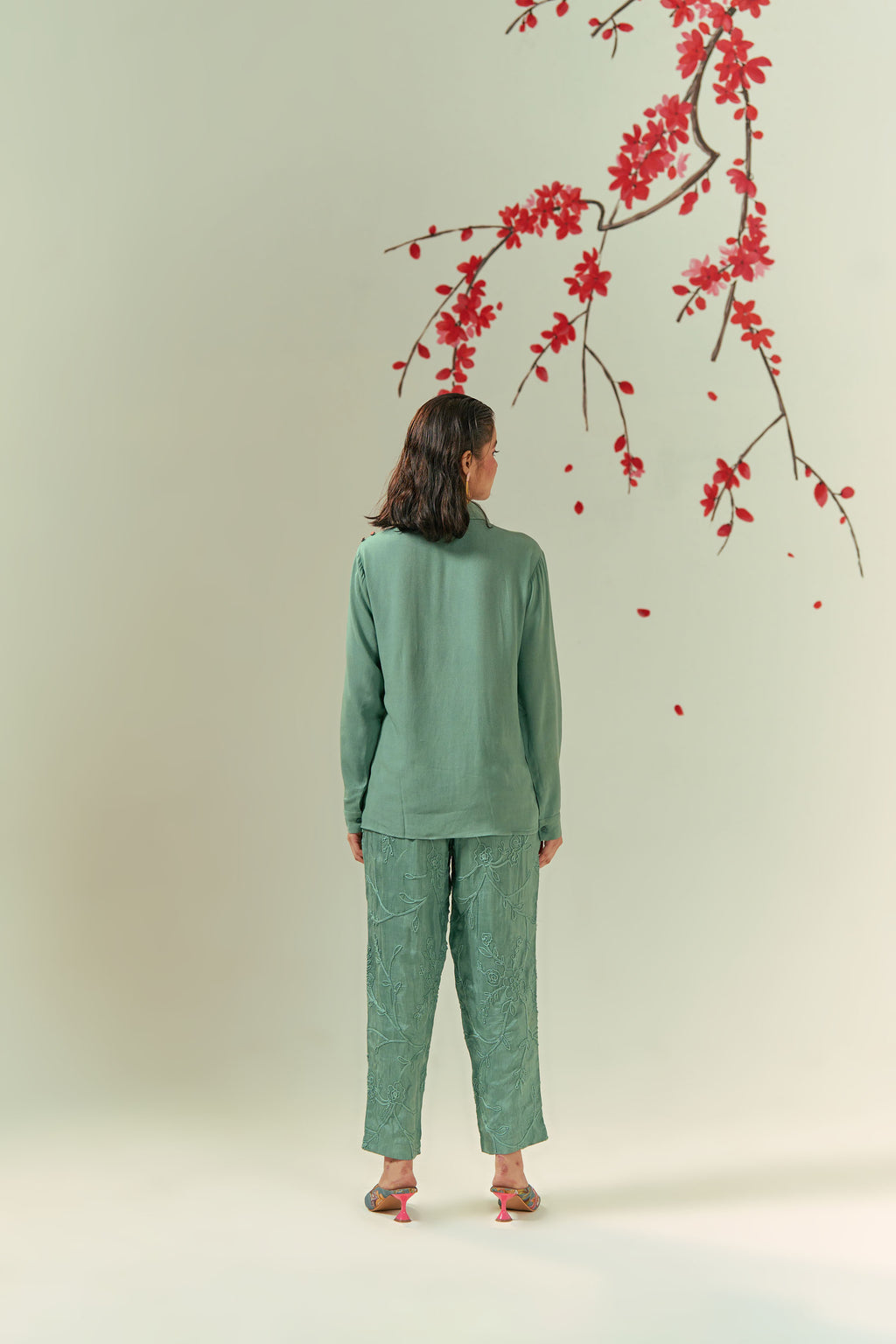 Green Embroidered Co-ord Set main image 1