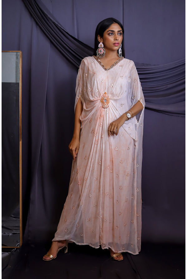 Peach Batik Kaftan Gown