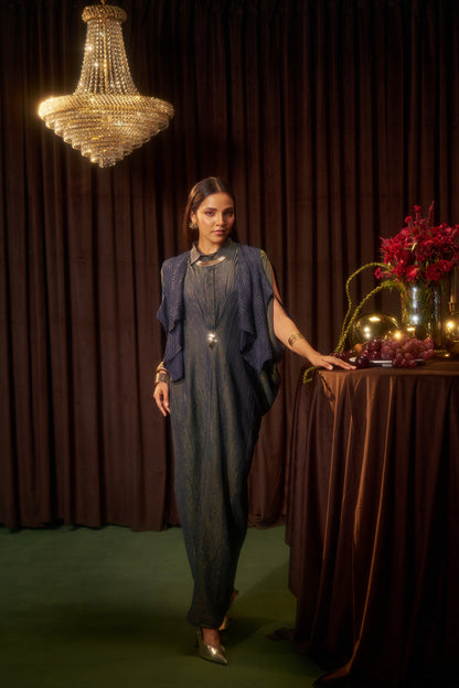 Aurea Blue Kaftan Jacket Set
