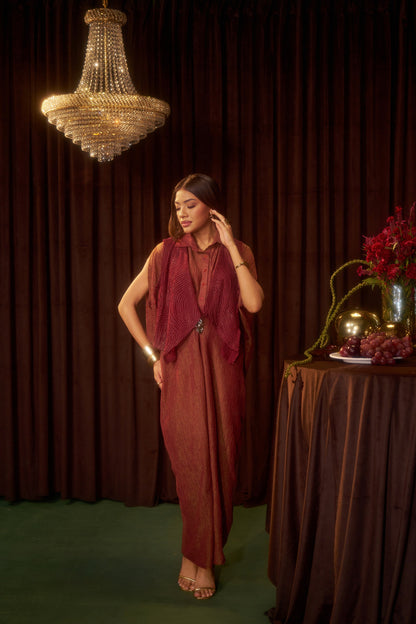 Aurea Red Kaftan Jacket Set
