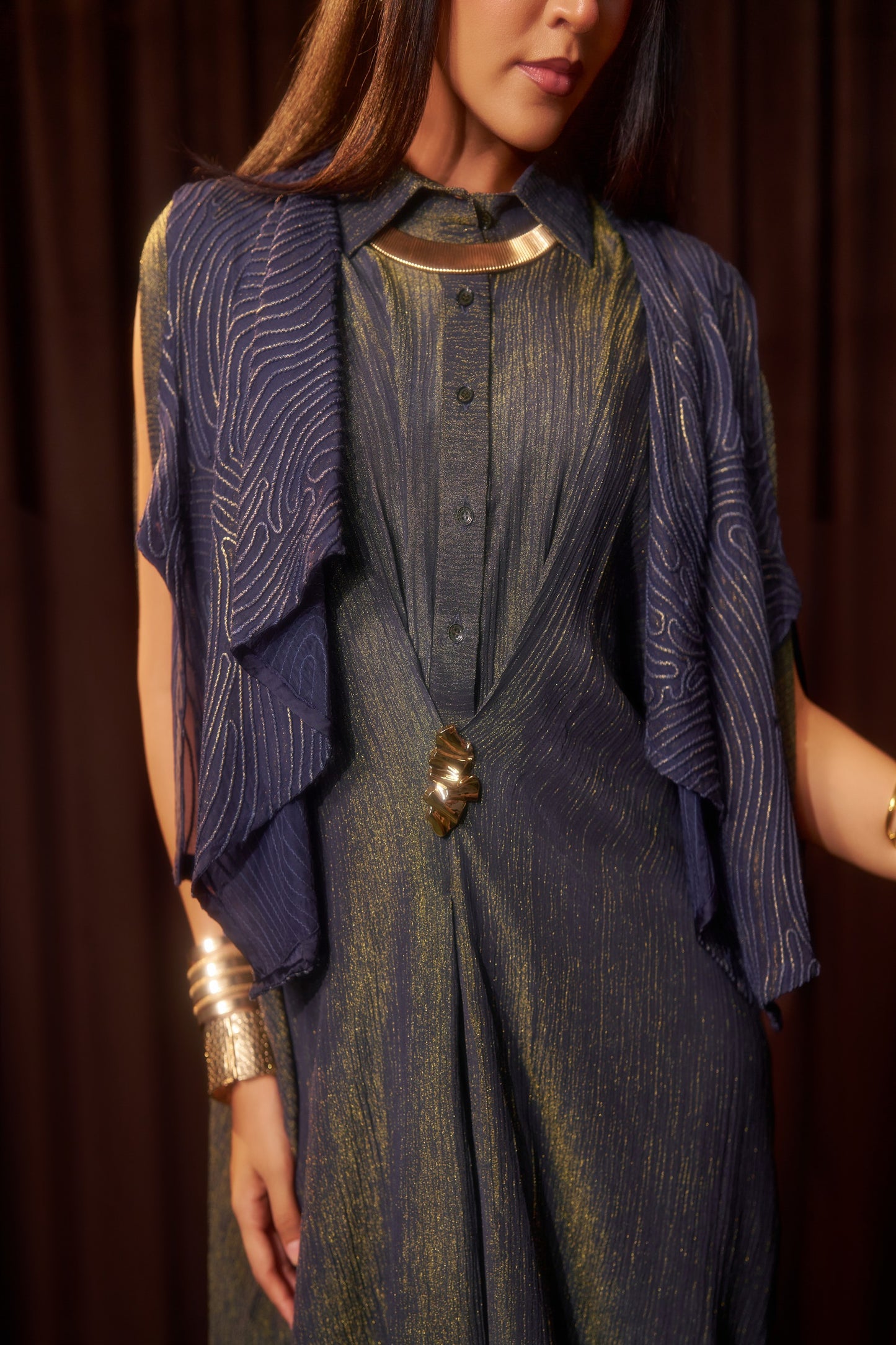 Aurea Blue Kaftan Jacket Set