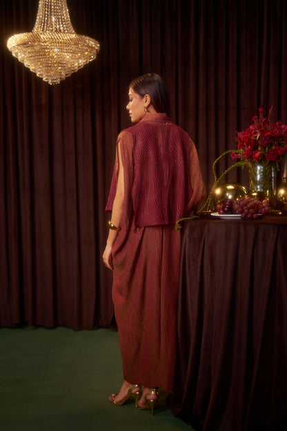 Aurea Red Kaftan Jacket Set