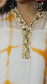 Chrome Yellow Tie & Dye Scalloped Kaftan